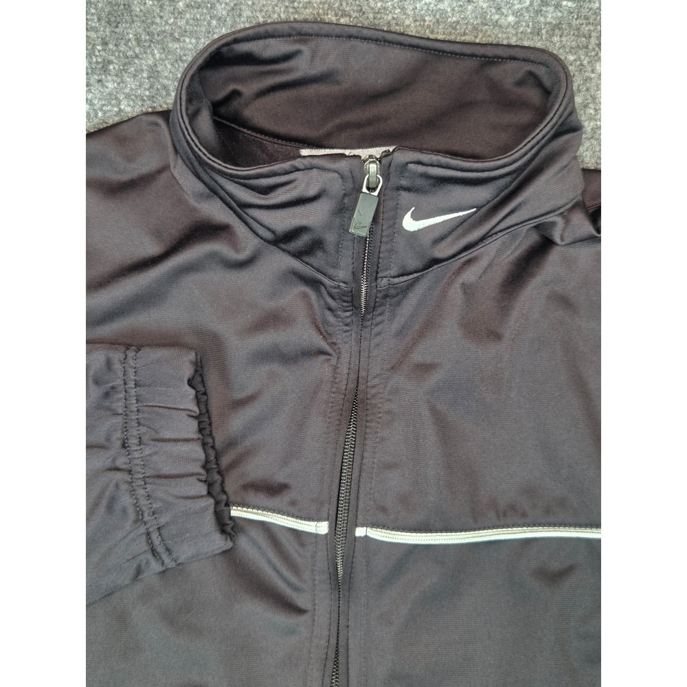 Nike Mens Track Jacket Black Full Zip Reflective Piping Swoosh Size M